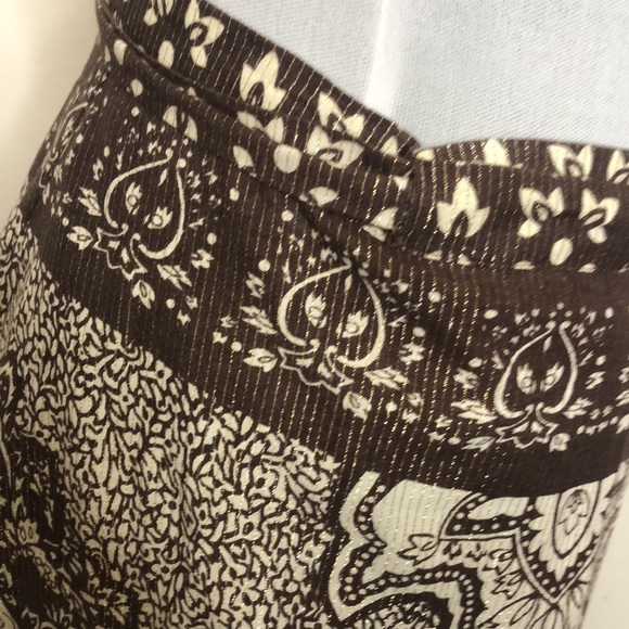 BCBG Maxazria brown and gold bohemian style wrap skirt size XS - Picture 5 of 12
